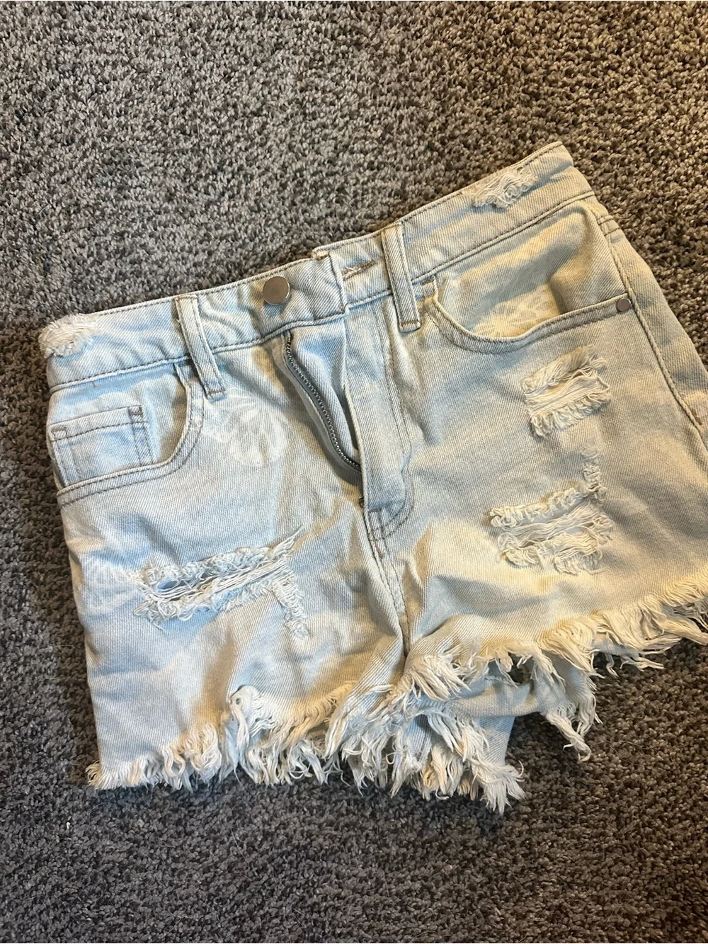 Light Blue Distressed Denim Jean Shorts for Women